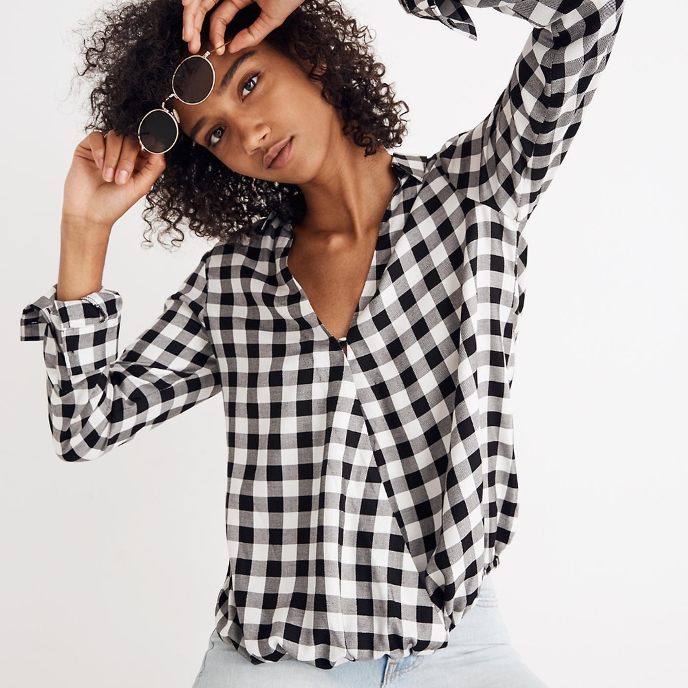 Madewell Wrap-Front Shirt in Buffalo Check